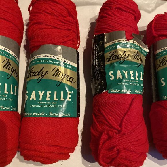 Vtg Sayelle Caron Monsanto Acrylic Worsted Yarn 4 oz 4-ply Devil Red 1024 NOS - Picture 3 of 6